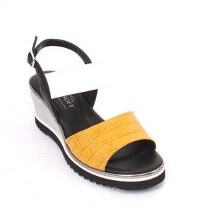 Donna Soft 1403 Multi-Color Leather Slingbacks Platform Sandals